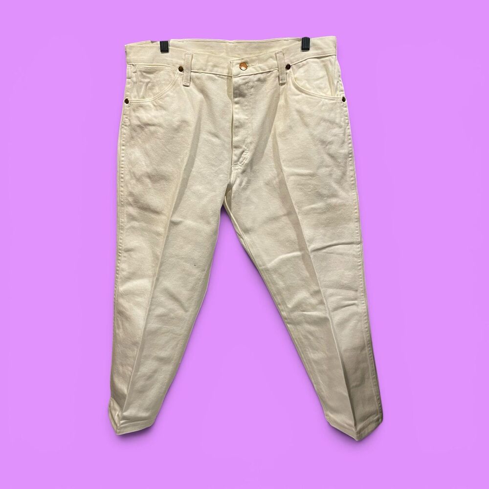 Vintage 90s Wrangler western cowboy jeans creamy white cotton denim 36 x 30 USA